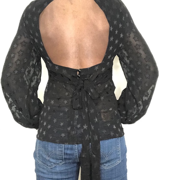 SARA BERMAN | Star Appliqué Sheer Blouse Top - Picture 5 of 6